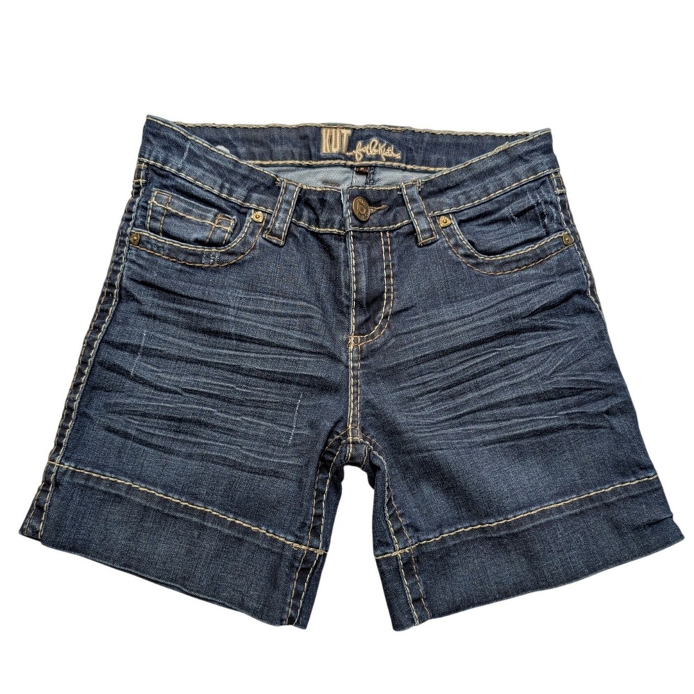 Kut from the Kloth Denim Shorts Womens 6 Dark Wash Contrast Stitch Stretch